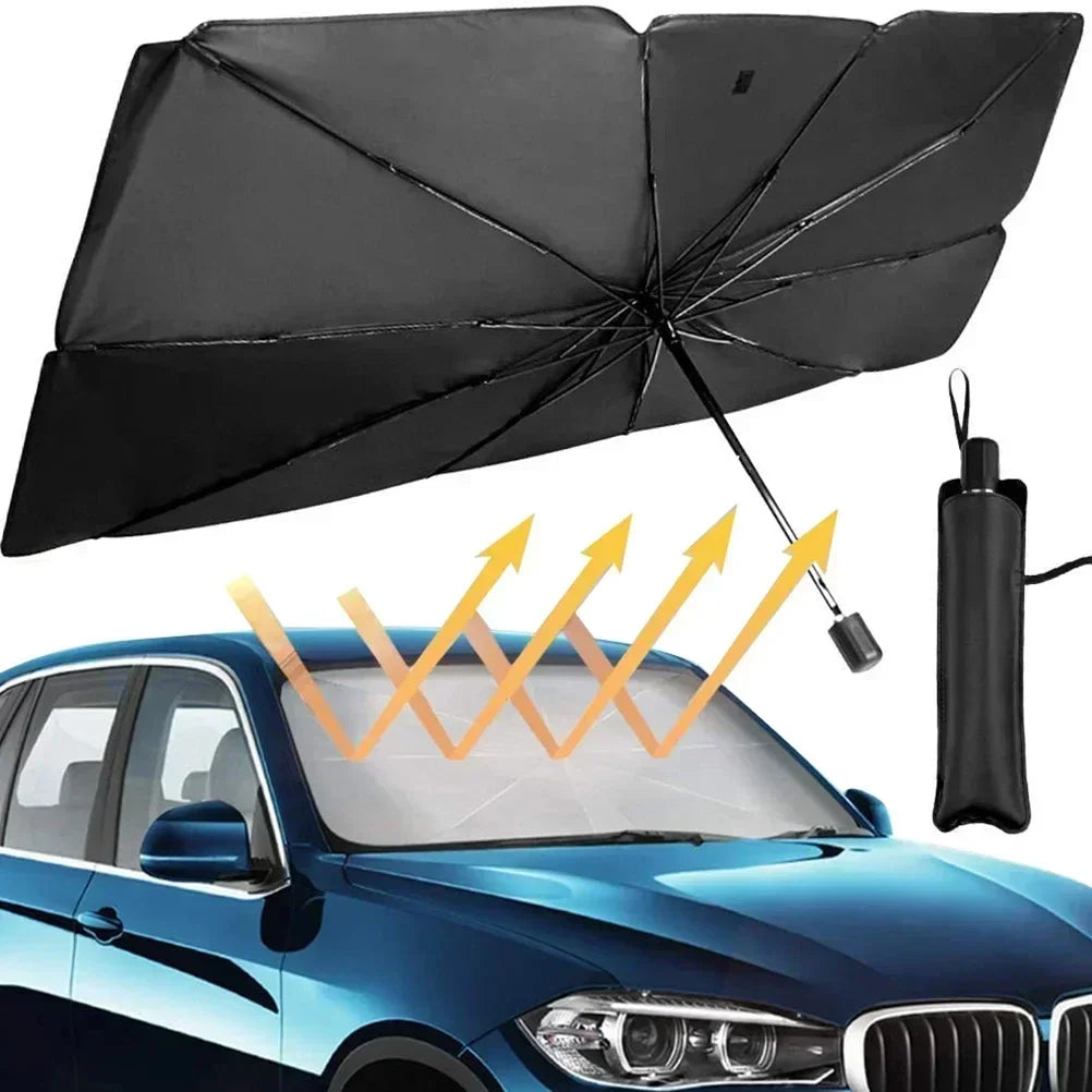 Car Sunshade Umbrella Front Windshield Silver